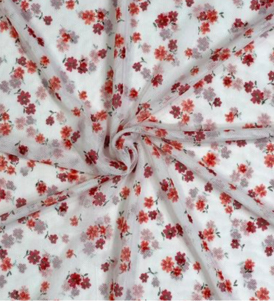 Beautiful Floral Mesh/ off white- Can you say flutter sleeves!?
