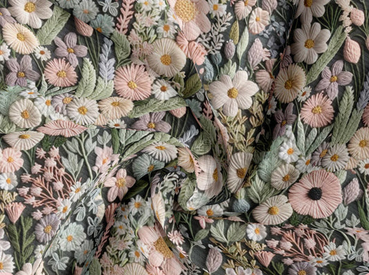 3D Floral Rib Knit Fabric RBK1818